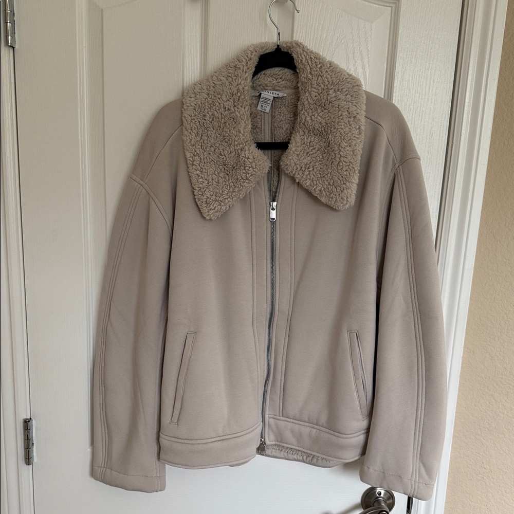 Athleta Beige Sherpa Fleece Jacket